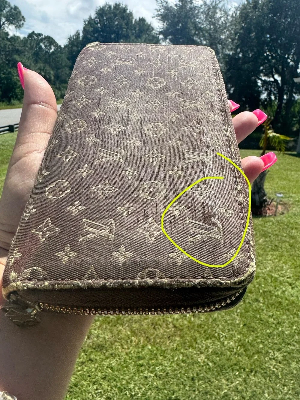 Louis Vuitton MiniLin Canvas Zip Wallet in Brown